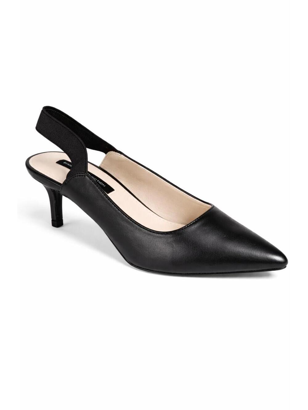 French Connection Black Slingback Kitten Heel Pumps Pointed Toe Size 6.5 NWB